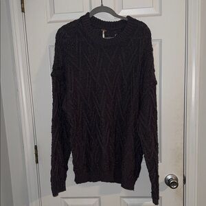 LIKE NEW Free People Isla Cable Stitch Dark Gray Tunic Sweater